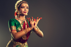 Beautiful indian girl dancer of Indian classical dance bharatanatyam . Culture and traditions of India.